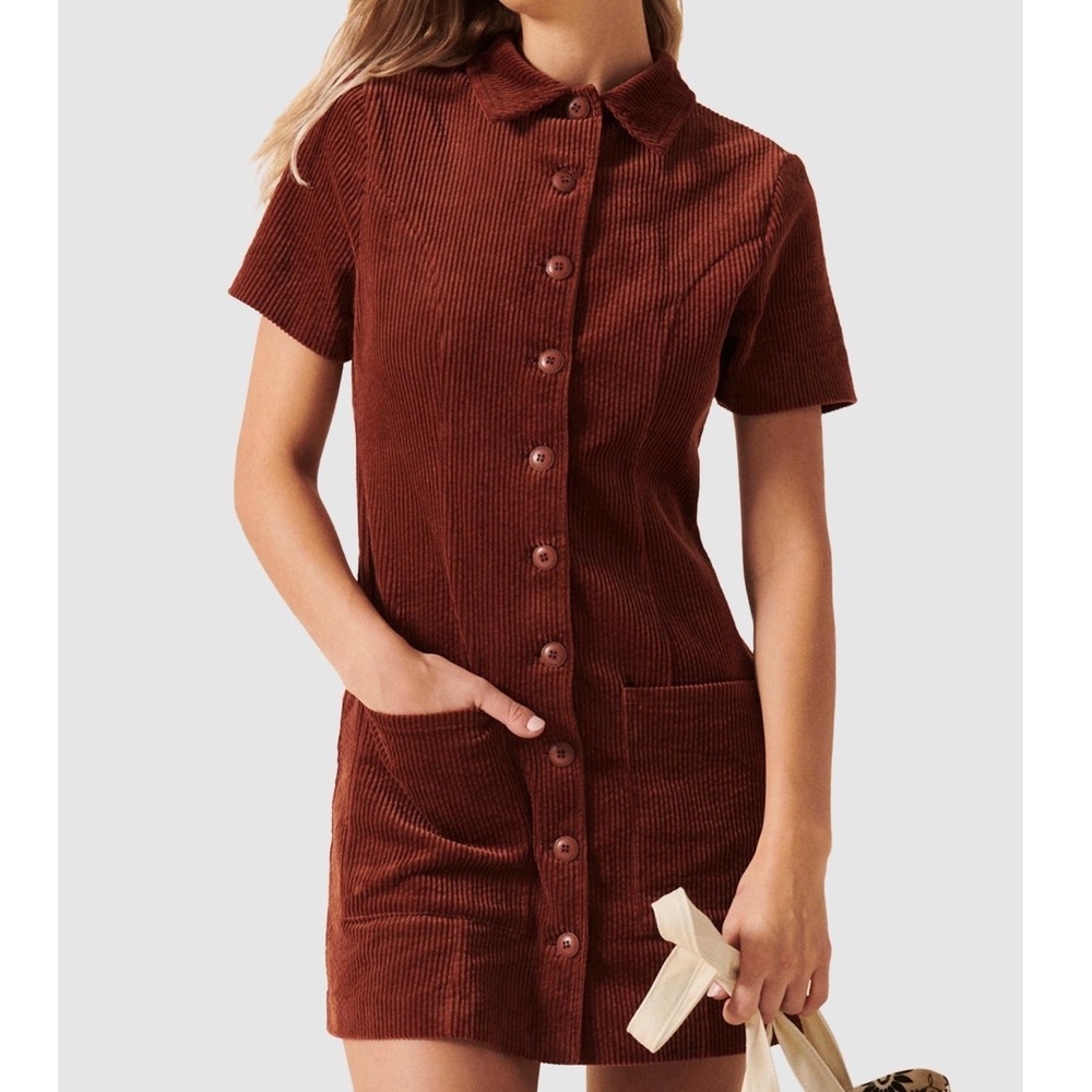 Rolla's Francoise Cord Western Dress Heart Button Plum Purple Womens Size S